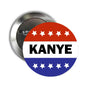 2.25-inch circular Kanye voting pinback with stars and stripes and KANYE text
