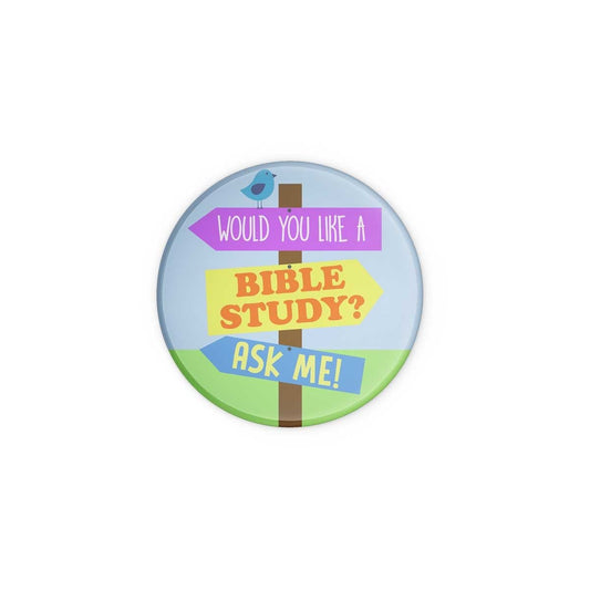 Lapel Button with Would You Like a Bible Study? Ask Me! - Small (2.1 Diameter) Default Title