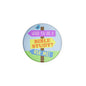 Round lapel button pin with multicolor text: “Would you like a Bible study?” “Ask me!”