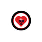 2.25-inch pinback button: red heart with 'My DOG' and paw print