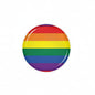 Round LGBT pride flag pinback button with multicolor rainbow stripes, 1.25-inch