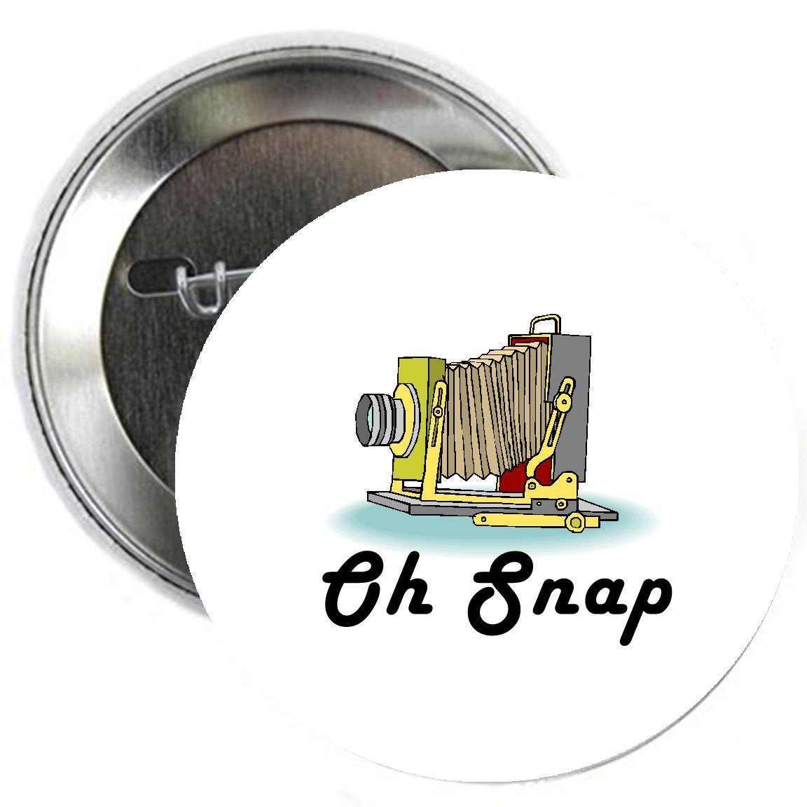 Oh Snap Retro Camera Button Brooch Badge 2.25-inch Default Title
