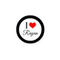 2.25-inch pinback button brooch with black ring and "I ♥ Rayan" text