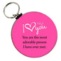 Pink round keychain with heart and "Why I love you" text, 2.25-inch