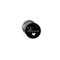 2.25-inch groom pinback: black front, silver back, cursive Groom with heart