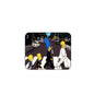 Rectangular mouse pad with colorful cartoon figures walking on a street scene