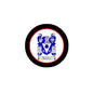 3-inch circular coat-of-arms magnet with black rim and blue shield crest, TROWLE text