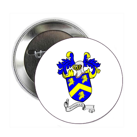 Wyndham Family Crest 3" Coat of Arms Pinback