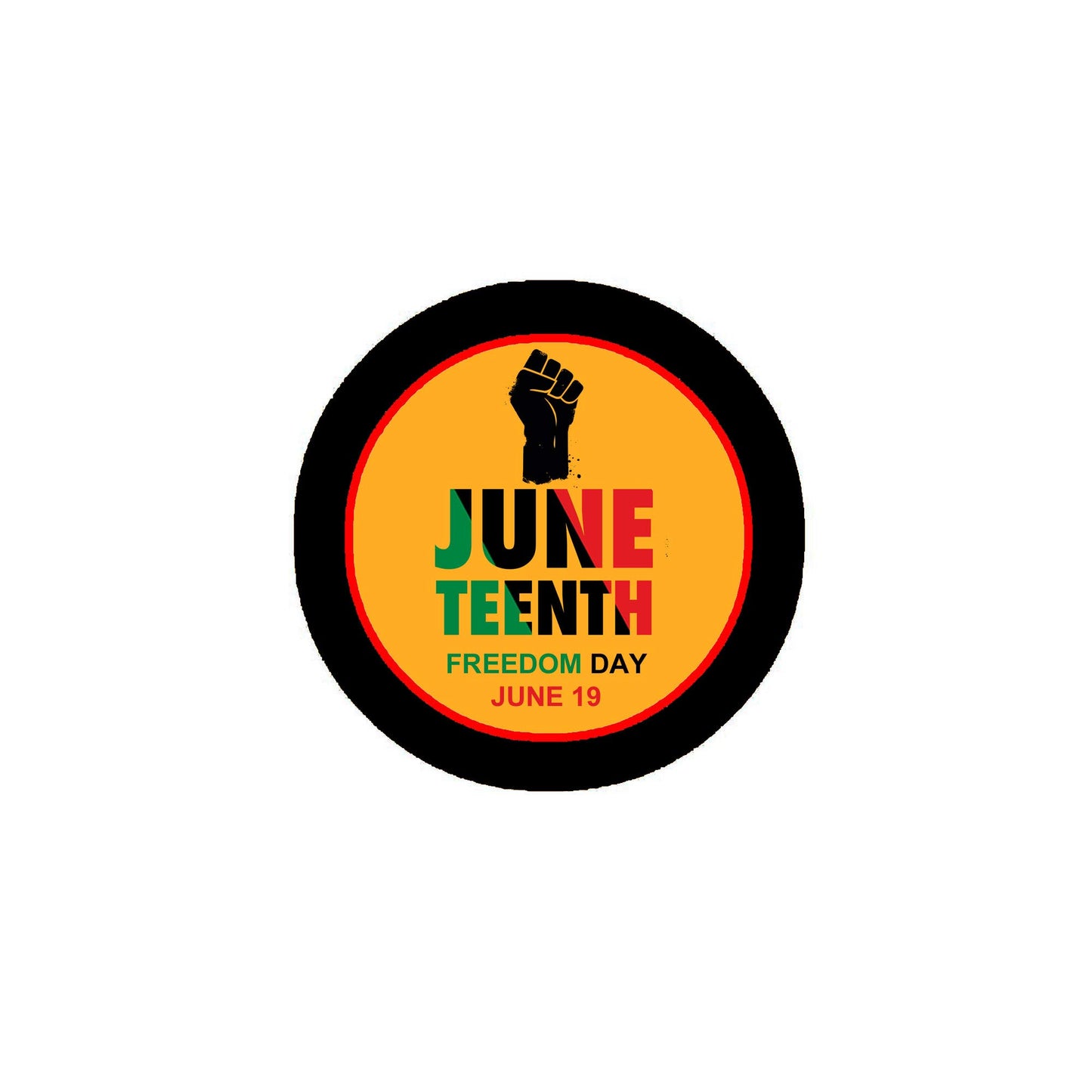 100 Pcs Juneteenth 2.25" Pinback or Jackets, Backpacks, etc. Power Orange Red Green Black