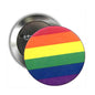 Rainbow pride pinback button with rainbow stripes, 2.25-inch round metal back