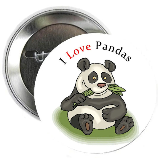 I Love Pandas Button Brooch Badge 2.25-inch Default Title