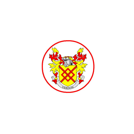 Verdon Family Crest 3" Coat of Arms Round Pinback Badge Brooch Pin Back
