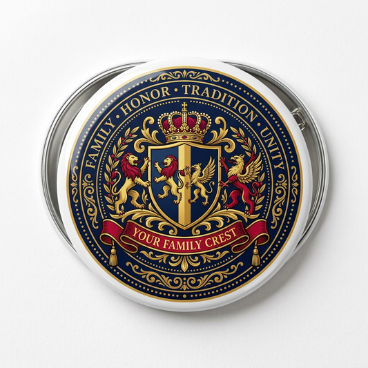Create a custom design your Family Crest Coat of Arms Pin Button 3-inch