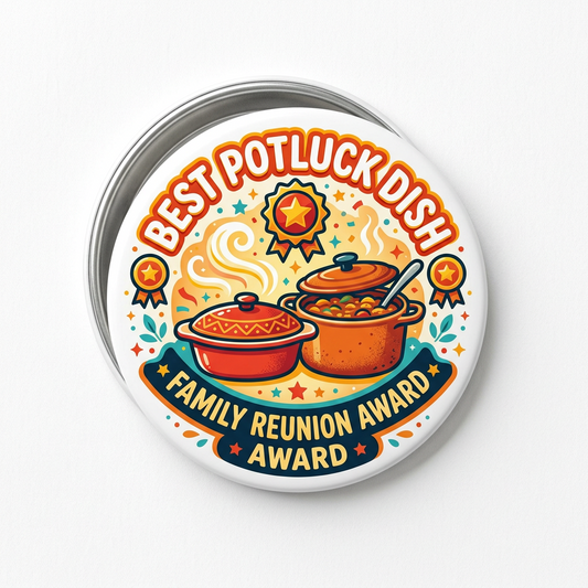 Family Reunion Award Best Potluck Dish Pin Button 2.25-inch