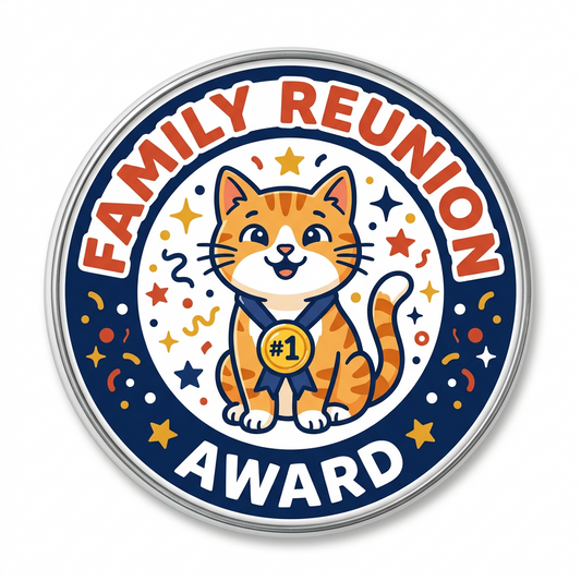 Family Reunion Award Cat Pin Button 2.25-inch