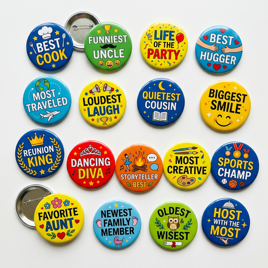 Family Reunion Different Awards Pin Button 2.25-inch 18 pcs