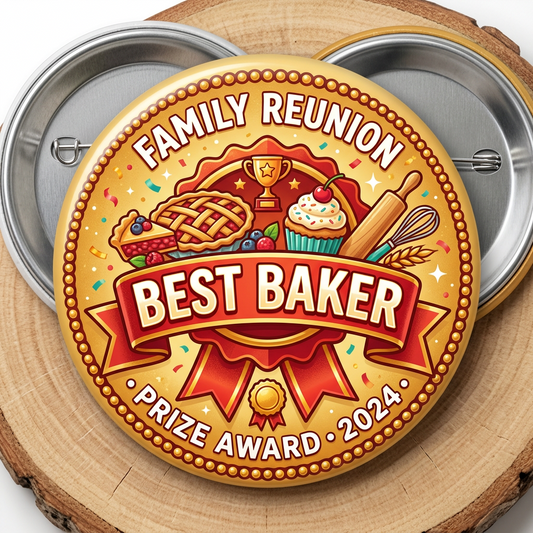 Family Reunion Best Baker Prize Award Pin Button 2.25-inch