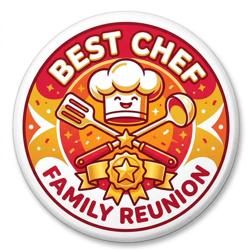 Family Reunion Best Chef Prize Award Pin Button 2.25-inch
