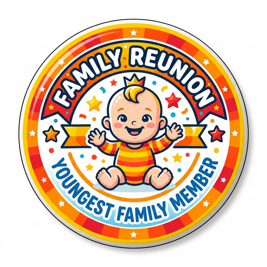 Family Reunion Award Youngest Family Member Pin Button 2.25-inch