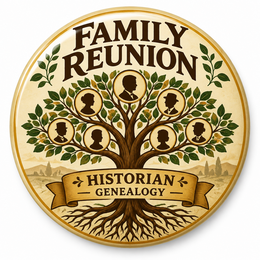 Family Tree Reunion Historian Genealogy Pin Button 2.25-inch