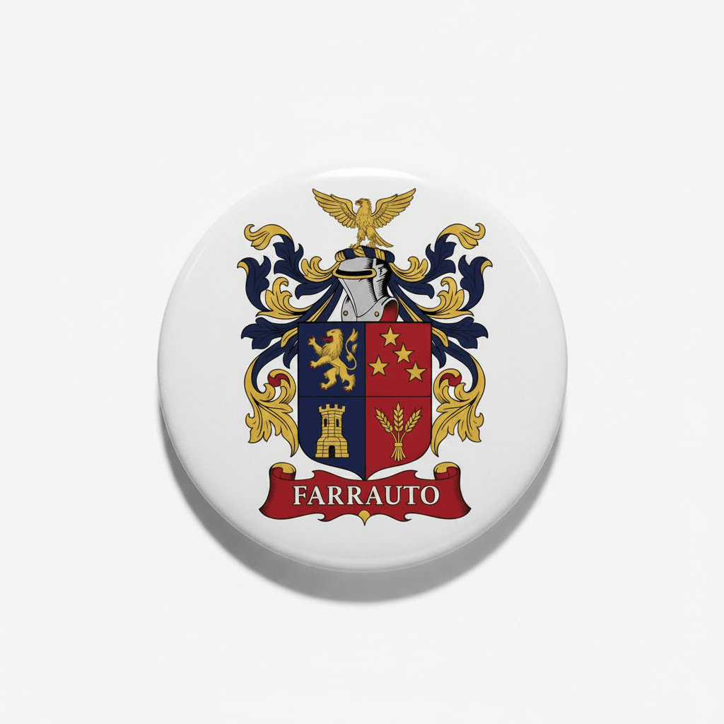 Farrauto Family Crest Coat of Arms Pinback 3-inch - My Pinbacks