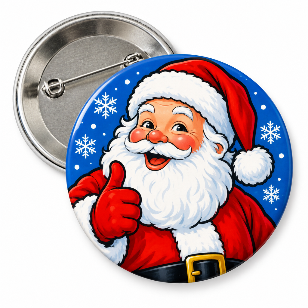 Father Christmas Pin Button 2.25-inch