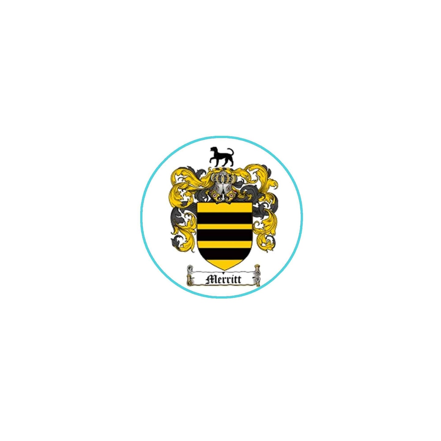 Merritt Family Crest 3-inch Coat of Arms Fridge Round Magnet Default Title