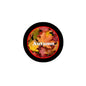 2.25-inch autumn pinback button with black rim and leaf graphic, labeled "Autumn".