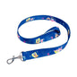 Blue character-themed lanyard with metal clip and hook