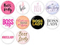 Boss Lady pinback button badge set of 10, round pins with “Boss Lady” text designs