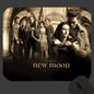 Twilight-themed mouse pad with cast photo collage and 'new moon' title text