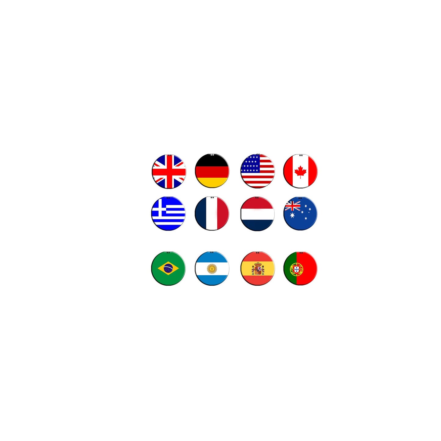 12 Pcs World Flags Group Hashtag 1 Pinback Default Title