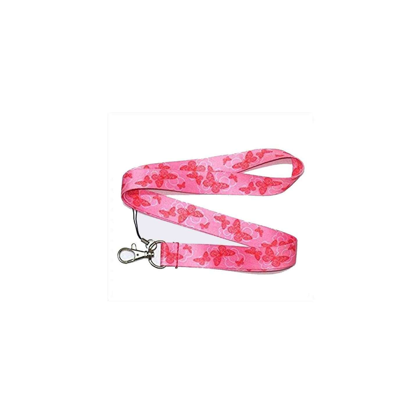 Pink Butterflies Butterfly Lanyard Key Chain ID Holder Default Title