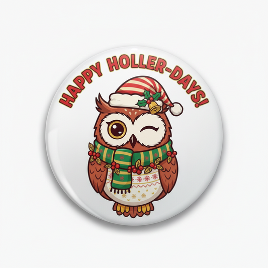 Festive Owl Wink Pinback 2.25-inch