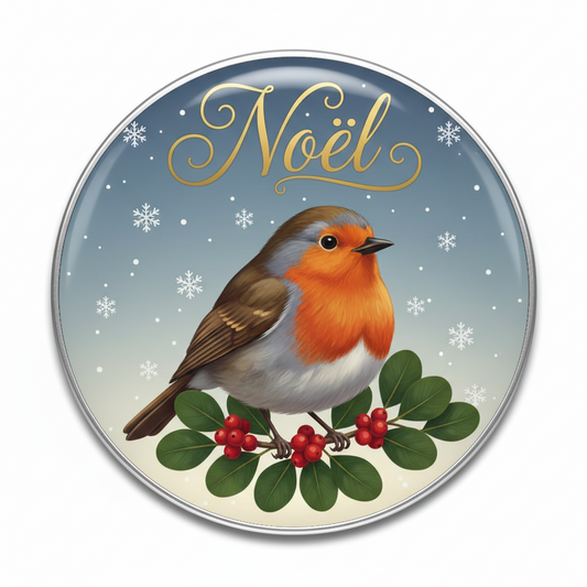 Festive Robin Noel Pinback 2.25-inch