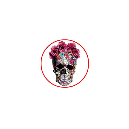 Lady Skull Roses Pinback Badge 2.25-inch Default Title