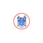 St. Laurent family crest arms magnet with blue coat of arms and red border