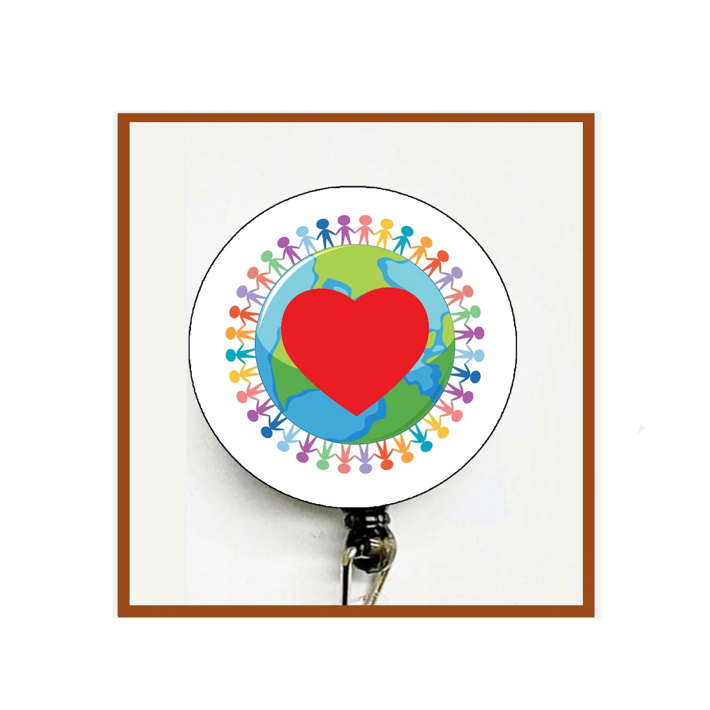 Earth Symbol Badge Reels Cute Felt Retractable Badge Reels Themed Badge Holders Gift for Nurses Doctors ID Badges Name Cards Lanyards Holidays 1.45"