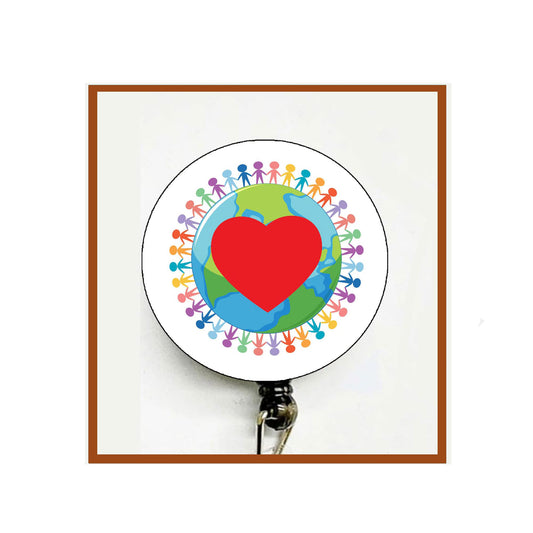 Earth Symbol Badge Reels Cute Felt Retractable Badge Reels Themed Badge Holders Gift for Nurses Doctors ID Badges Name Cards Lanyards Holidays 1.45"