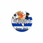2.25-inch Uruguay soccer pinback badge: flag stripes, soccer ball, 'Qatar 2022' text