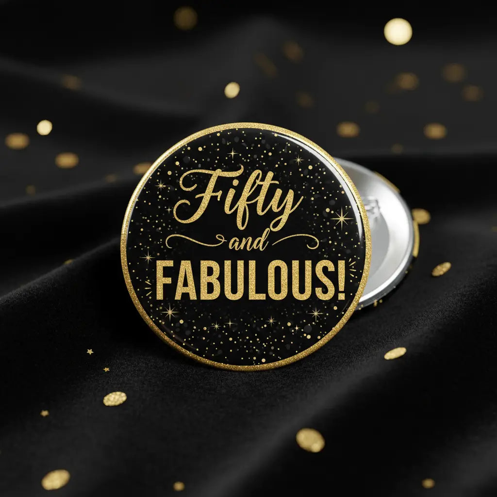 Fifty and Fabulous! Pinback 2.25-inch