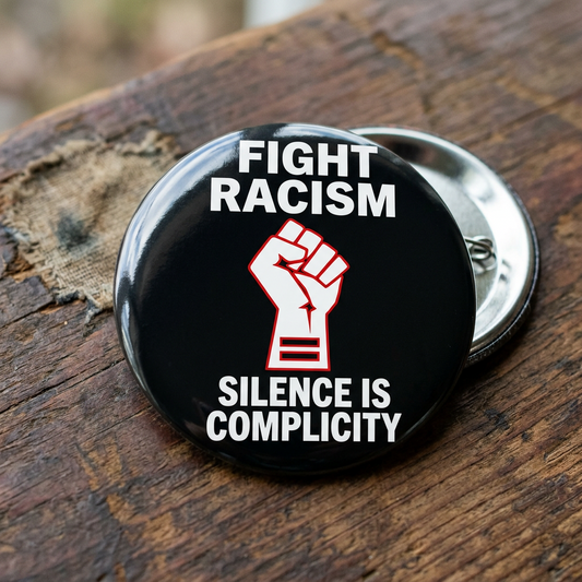Fight Racism Silence is Complicity Pin Button 2.25-inch