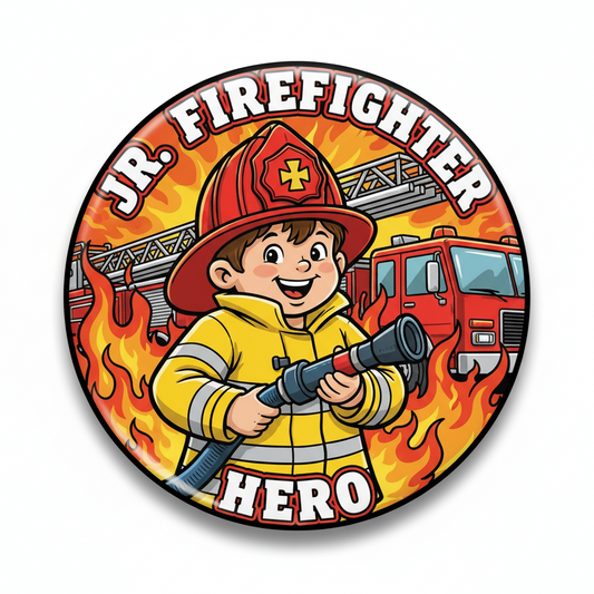 Fire Fighter Kid Pinback 2.25-inch