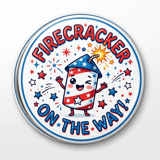 Firecracker On The Way! th Of July Baby Shower Pin Button 2.25-inch