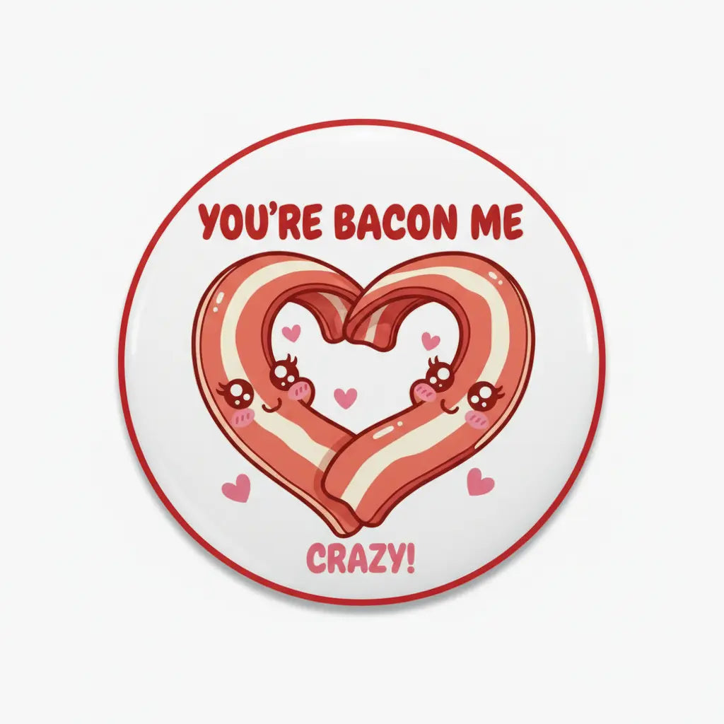 Flirty Love Cute Bacon Themed 1.25-inch 5 Pcs Mypinbacks.com