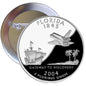 Round Florida State coin-style pinback with ship and palm tree, 2.25-inch