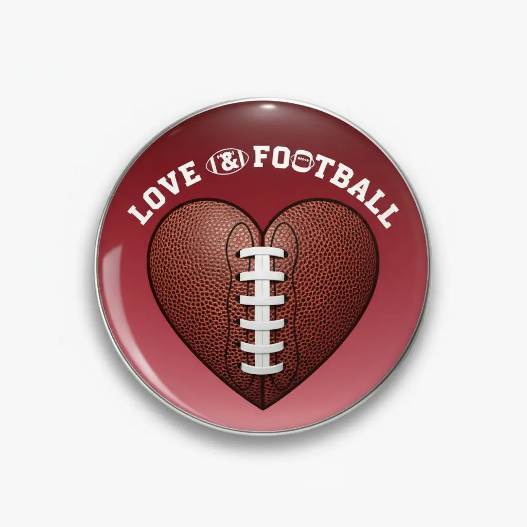Football Love Heart Pinback 2.25-inch