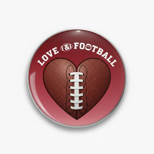 Football Love Heart Pinback 2.25-inch
