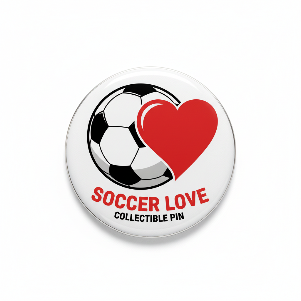 Football Soccer Love Heart Pinback 2.25-inch