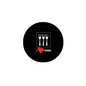 2.25-inch black pinback button with fork icon and red heart